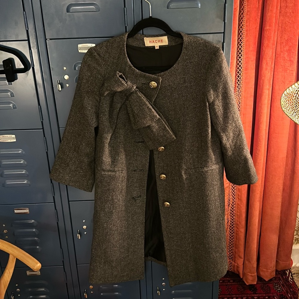 HACHE GRAY DRESS/COAT VIRGIN-WOOL MADE IN ITALY Size 40